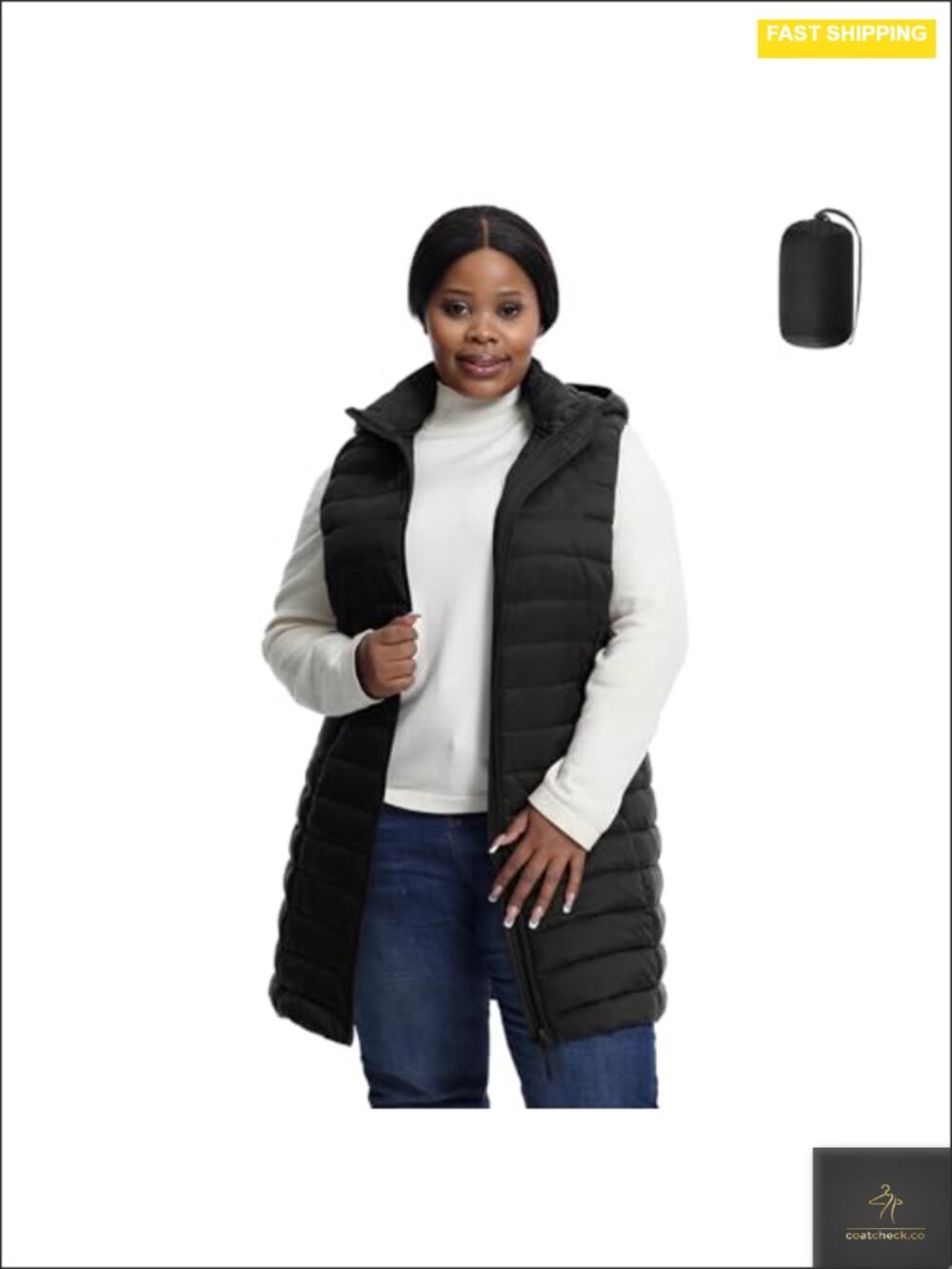 Plus Size Quilted Puffer Vest Lightweight Packable Water-Resistant Sleeveless